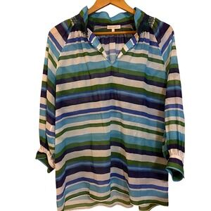 Ann Mashburn 100% Cotton Smoking Top - Size Medium